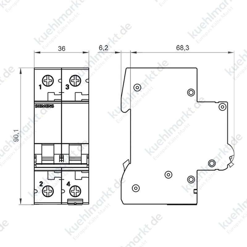 Siemens LS-Schalter 2P 25A 6KA 2M B 5SL62256BB