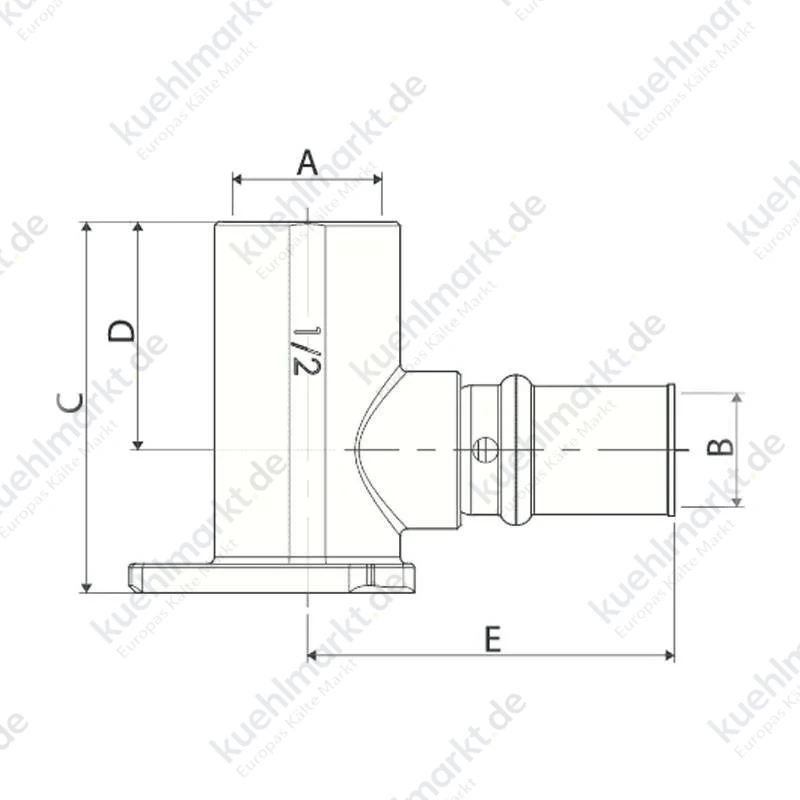Ape Winkelverschraubung mit Flansch 1/2 x 20 mm aus Messing 3AP1541220L