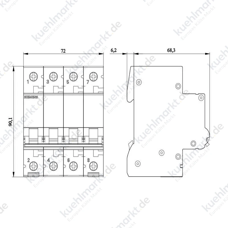 Siemens Leitungsschutzschalter 4P 25A 10KA 4M C 5SL44257