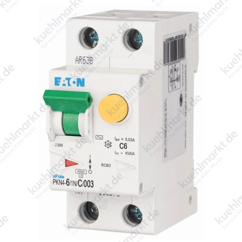 Eaton Fehlerstromschutzschalter 6A 1P+N 4,5kA 30mA Kurve C Typ AC 2M 236873