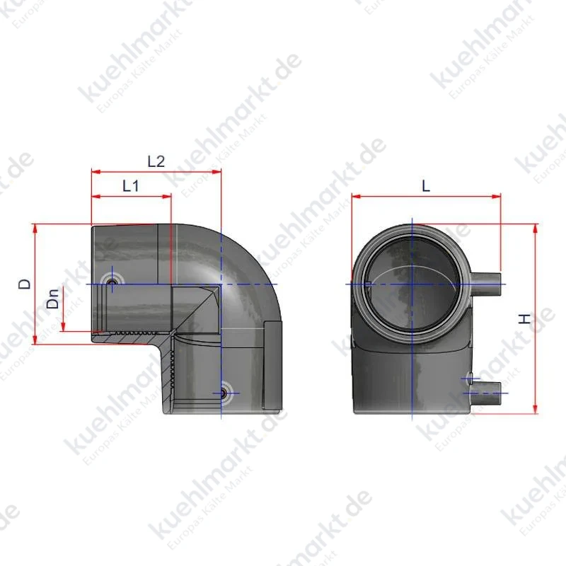 Nupi Elektroschweißfitting 90 Grad Winkel 40 mm Durchmesser PE 12EGEM040