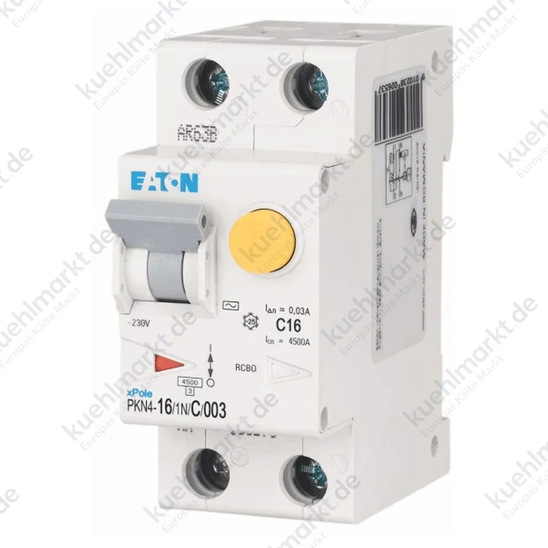 Eaton Fehlerstromschutzschalter 16A 1P+N 4,5kA 30mA Kurve C Typ AC 2M 237068