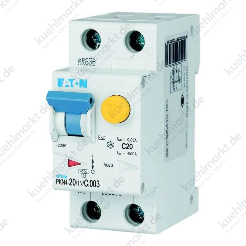 Eaton Fehlerstromschutzschalter 20A 1P+N 4,5kA 30mA Kurve C Typ AC 2M 2371011