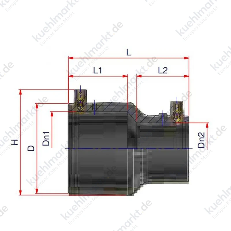 Nupi elektroschweißbare Reduzierung 63x40 mm Durchmesser aus PE 12ERDE6340