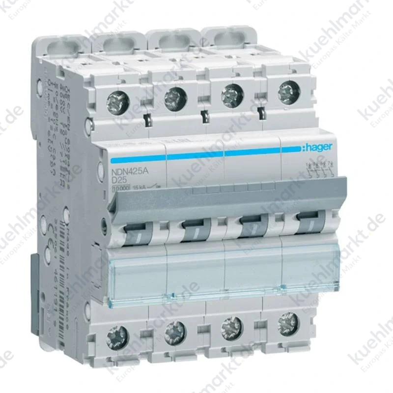 Hager Leitungsschutzschalter 4P 25A 10KA Kurve D 4M NDN425A