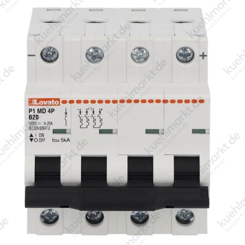 Lovato LS-Schalter P1MD 1000V DC 20A 5kA Kurve B 4 Module P1MD4PB20