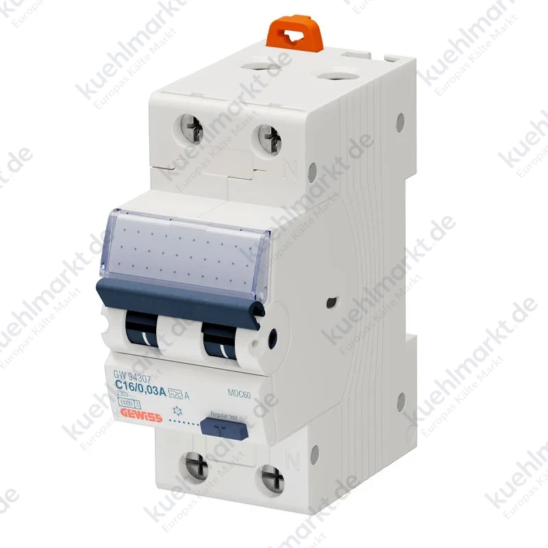 Gewiss FI-LS Schalter 16A 1P+N 30mA A 6KA 2 Module GW94307
