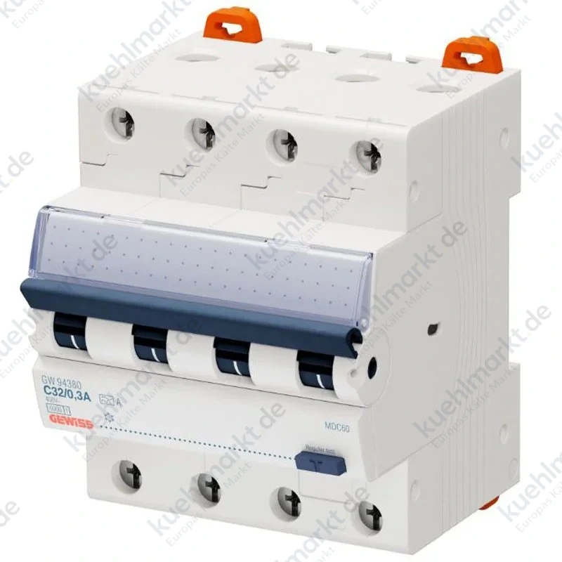 Gewiss FI-LS Schalter 32A 4P 300mA A 6KA 4 Module GW94380