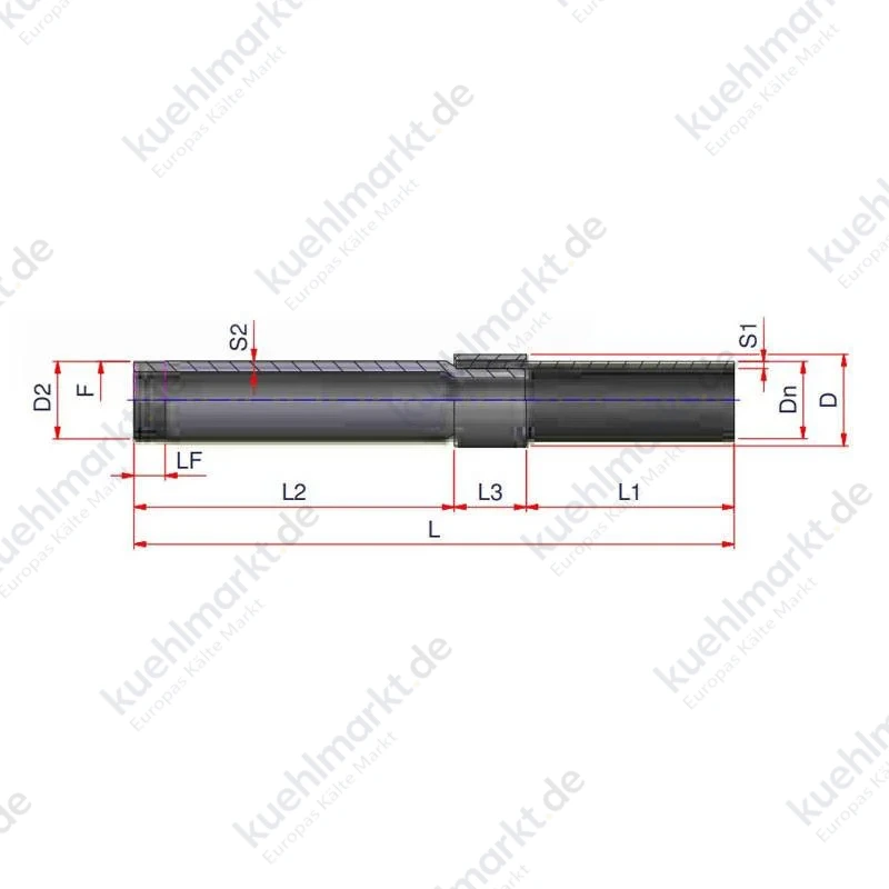Nupi Übergangsfitting mit Gewinde D 75 x 2 1/2 PE und Messing 12ERPEAF75