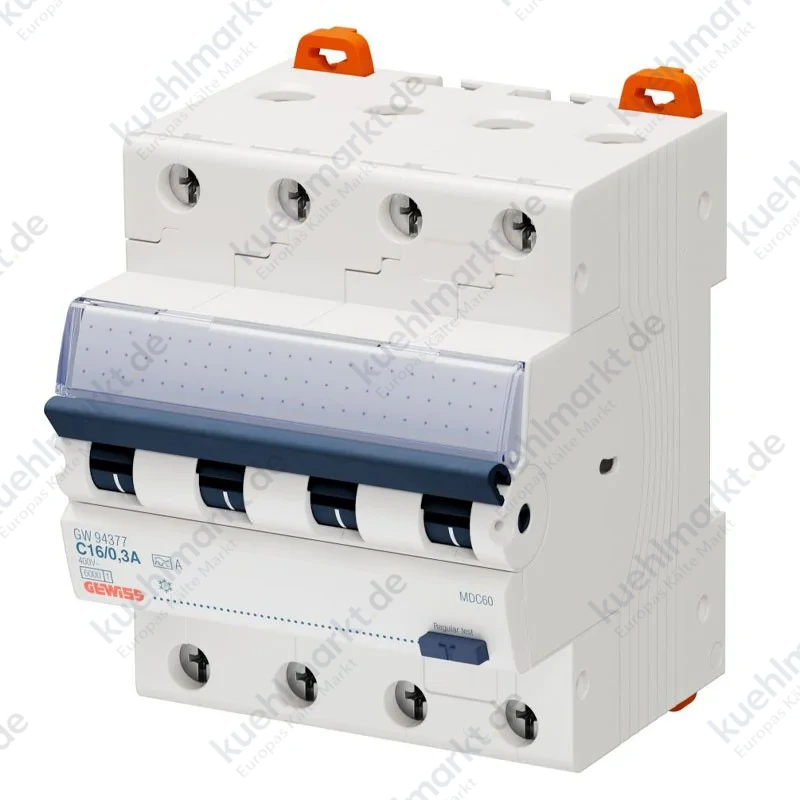 Gewiss FI-LS Schalter 16A 4P 300mA A 6KA 4 Module GW94377