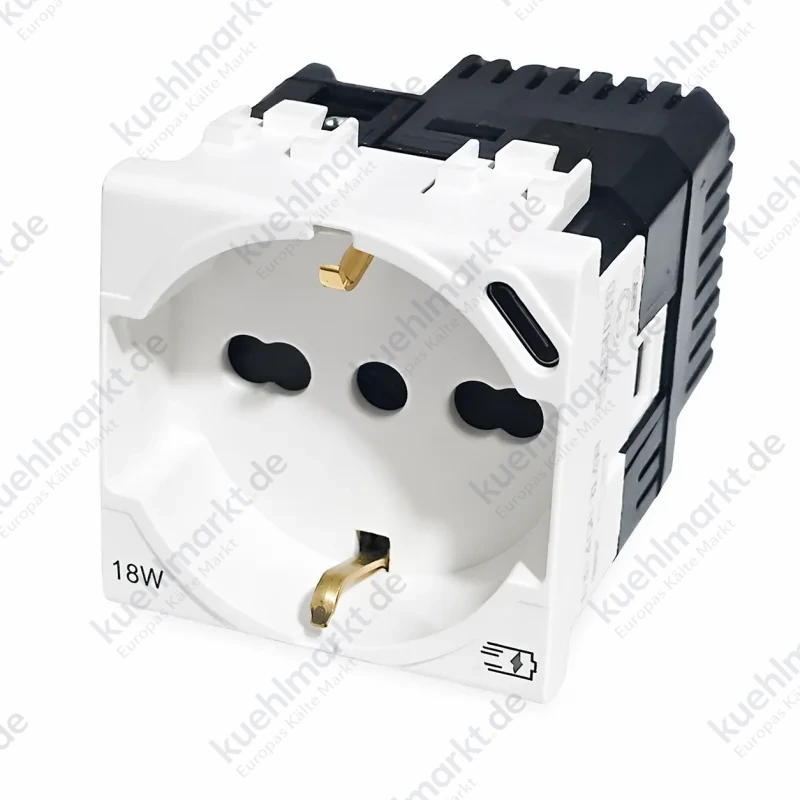 Bticino LivingLight Schuko-Steckdose P40 mit USB Typ C Ladegerät 18W Weiß N4140A16USB