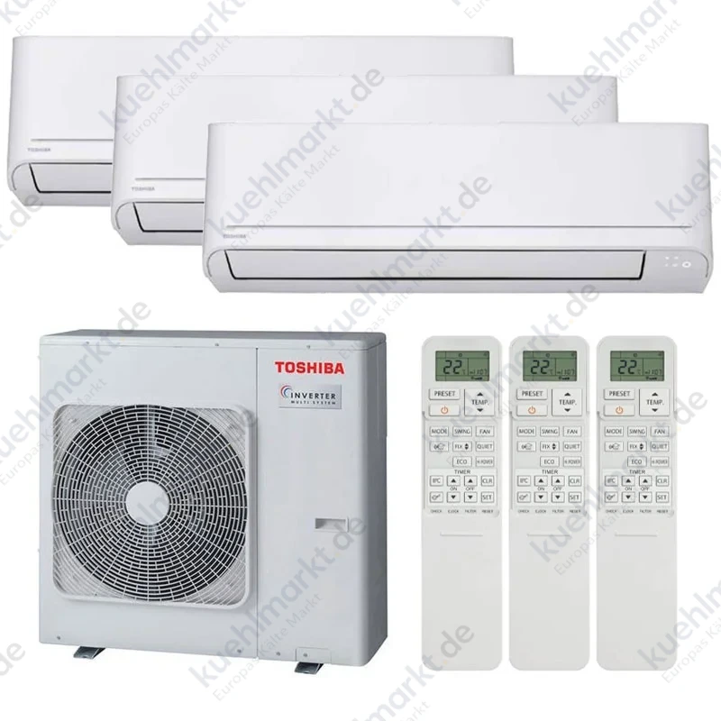 Toshiba Classic Trial Split Klimaanlage 9000+9000+12000BTU 2,5+2,5+3,5kW