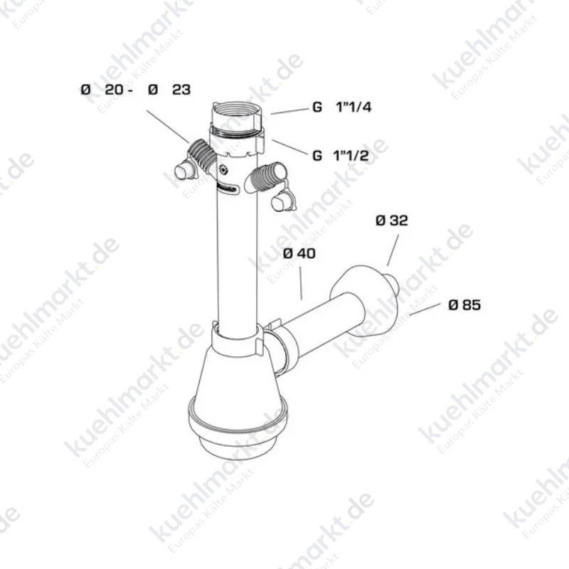 Bonomini Siphon für Waschbecken 1 Weg 1 1/2 - 1 1/4 Zoll 1331KP99B0