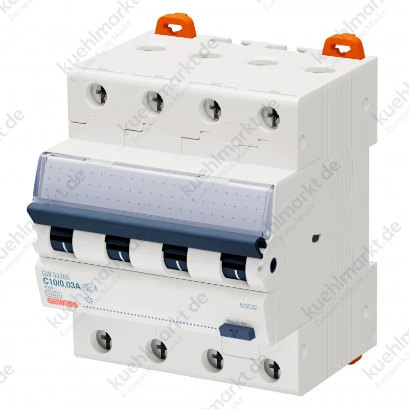 Gewiss FI/LS-Schalter 10A 4P 30mA A 6KA 4 Module GW94366