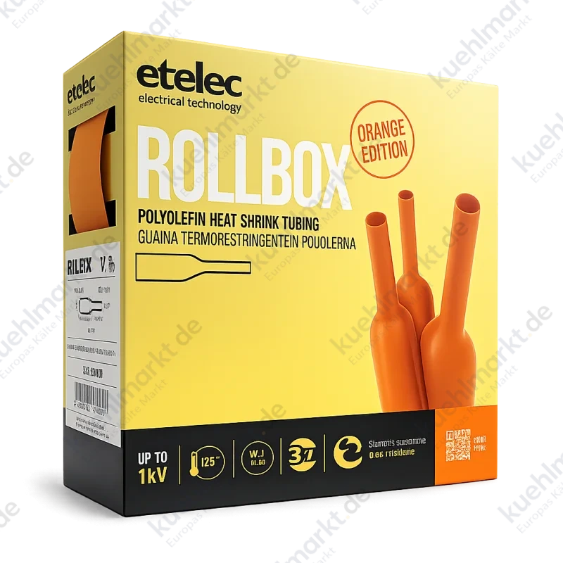 Etelec Schrumpfschlauch ROLLBOX 3,1 orange Durchmesser 3,0/1,0 mm 10 Meter RBS030