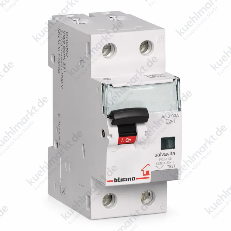 Bticino FI- und LS-Schalter 1P+N 6A 30mA Typ A 4,5kA C 2M GC8813A6