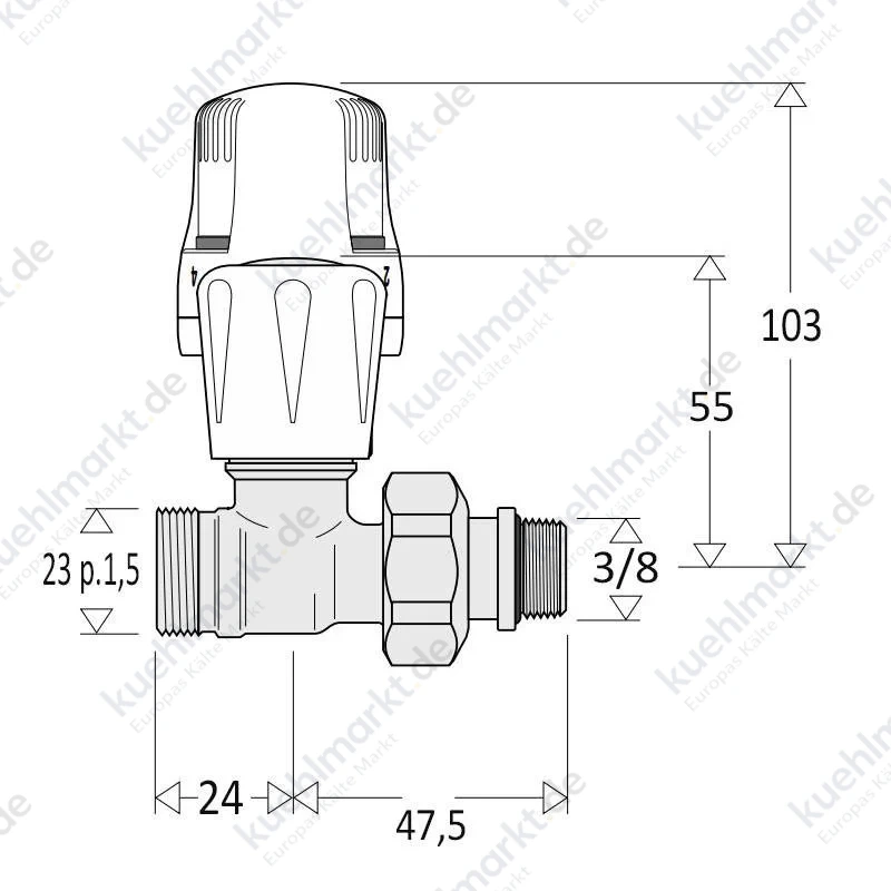 Caleffi 339 gerades Thermostatventil für Heizkörper A 3/8 339302
