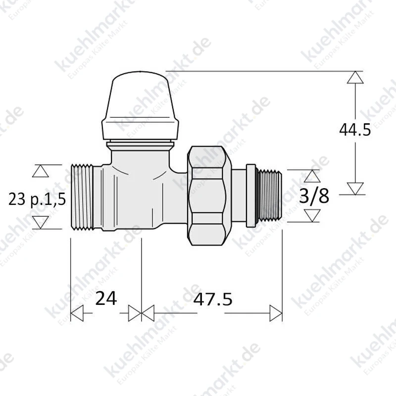 Caleffi gerade Rücklaufverschraubung 343 für Heizkörper A 3/8 chrom 343302