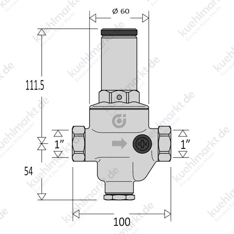 Caleffi Druckminderer mit herausnehmbarer Kartusche I/I 1 Zoll 536260