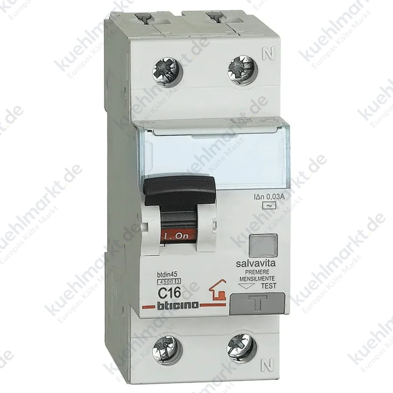 Bticino FI- und LS-Schalter 2M 1P+N 16A 30mA 4.5KA GC8813F16