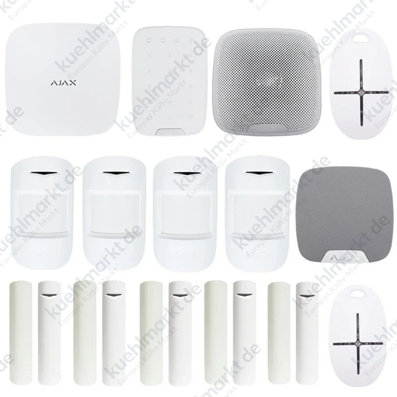 Ajax Wireless Einbruchmeldeanlage Kit mit Hub2 plus 4G 2 SIM WLAN Steuergerät weiß