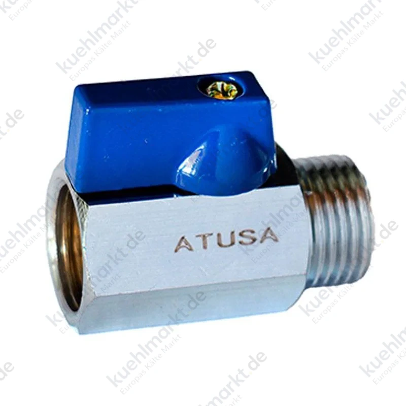 Atusa Mini Kugelhahn mit Flügelgriff A/I 1/2 blau Messing VS101203