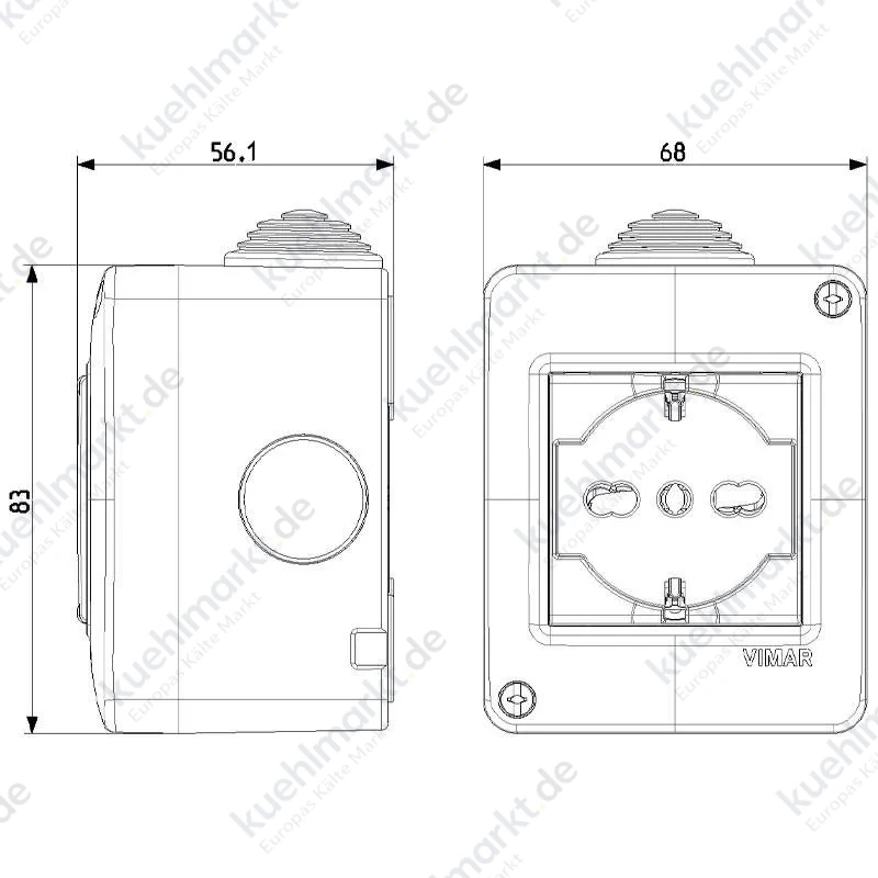 Vimar Plana Hydrobox IP40 mit Steckdose 2P+E 16A 14802.U