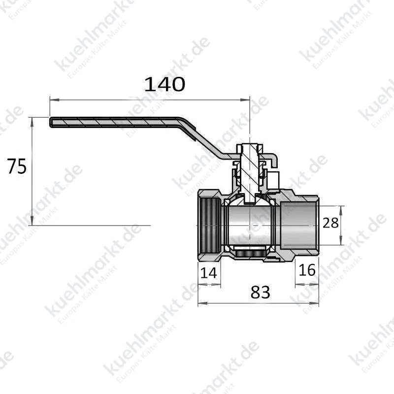 Atusa Hebelkugelventil A/I 1 1/4 Messing rot VSR05406