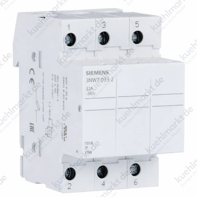 Siemens zylindrischer Sicherungshalter 3NW7 3P 32A 10,3X38 3M