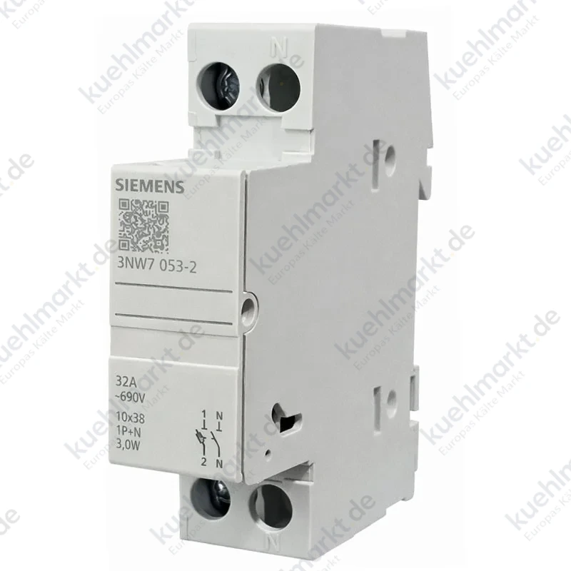 Siemens zylindrischer Sicherungshalter 3NW7 1P+N 32A 10,3X38 1M 3NW7053-2