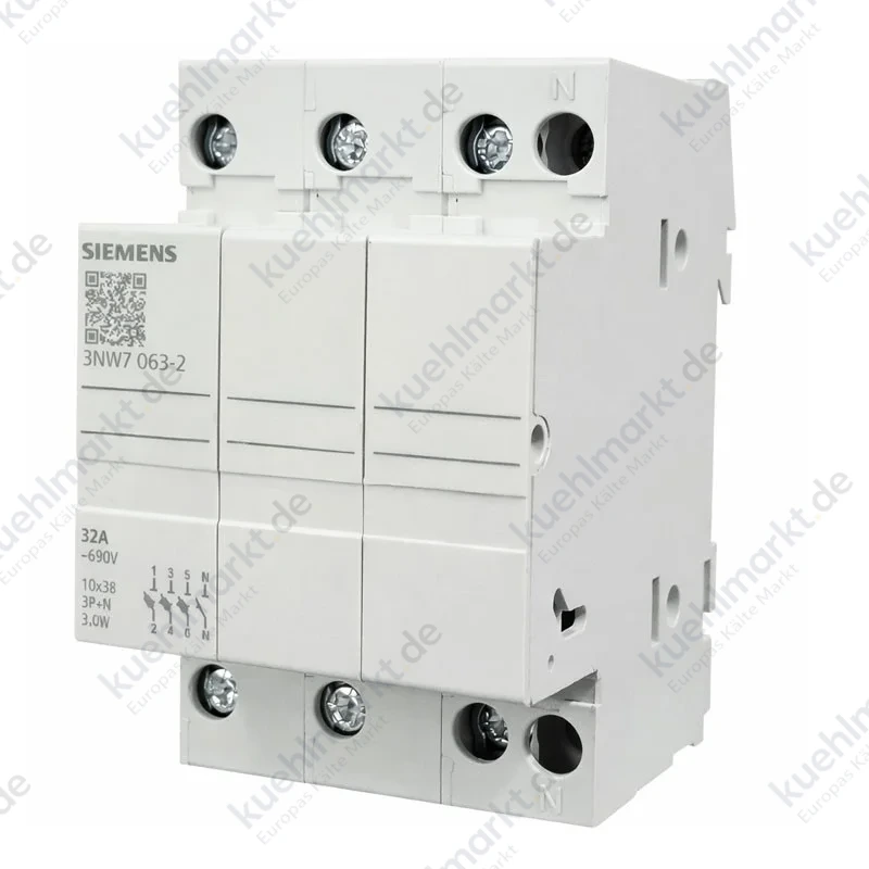 Siemens zylindrischer Sicherungshalter 3NW7 3P+N 32A 10,3X38 3M