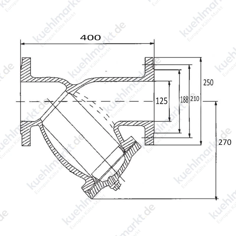 Valvorobica D 125 mm PN16 Gusseisen Y-Filter für Trinkwasser FIFY3G25D125
