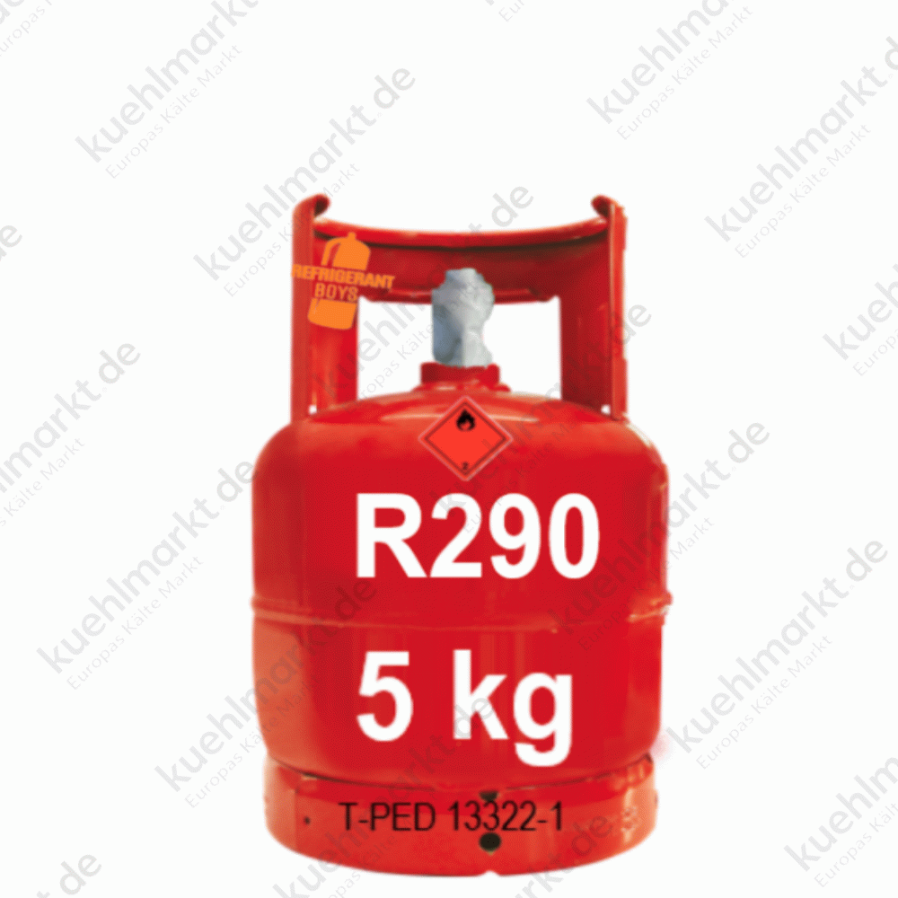 Kältemittel R290 (Propan) in 5 kg Flasche Ventil 21.7X 1/14