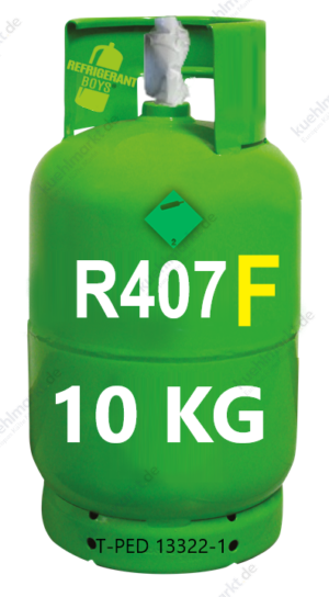 Kältemittel R407F – 10 kg Mehrwegflasche 1/4 Ventil