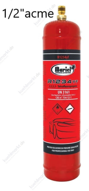 R1234yf Kältemittelgas 950g Flasche – Ventil 1/2