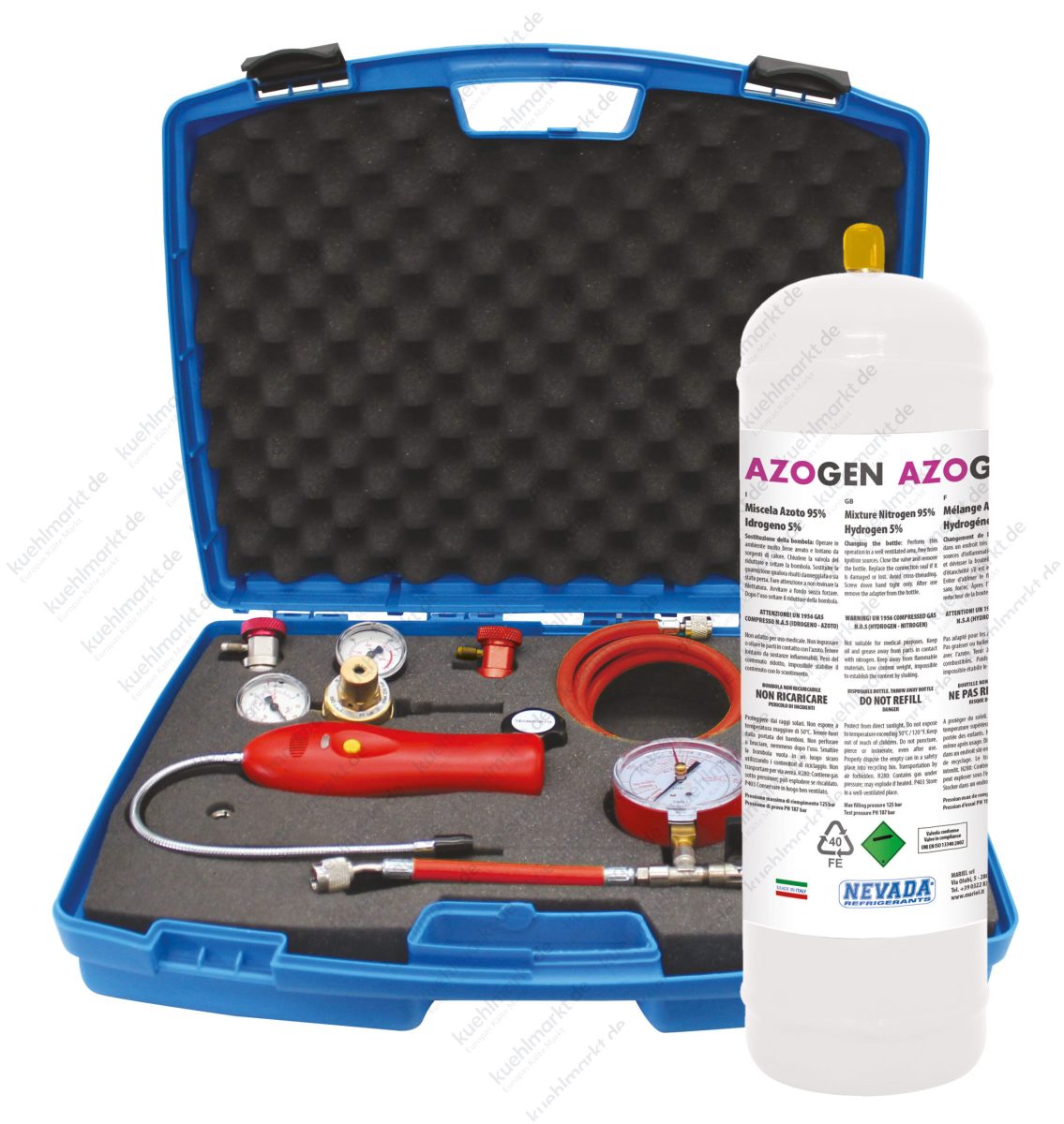 Profi-Set zur Mikro-Lecksuche mit Stickstoff/Wasserstoff (N2-H2) – 242L (Anschluss M10x1)