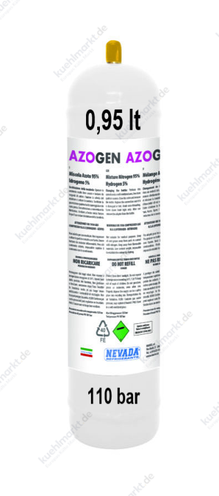 Azogen Einwegflasche 105 Liter (Stickstoff/Wasserstoff) – Anschluss M10x1